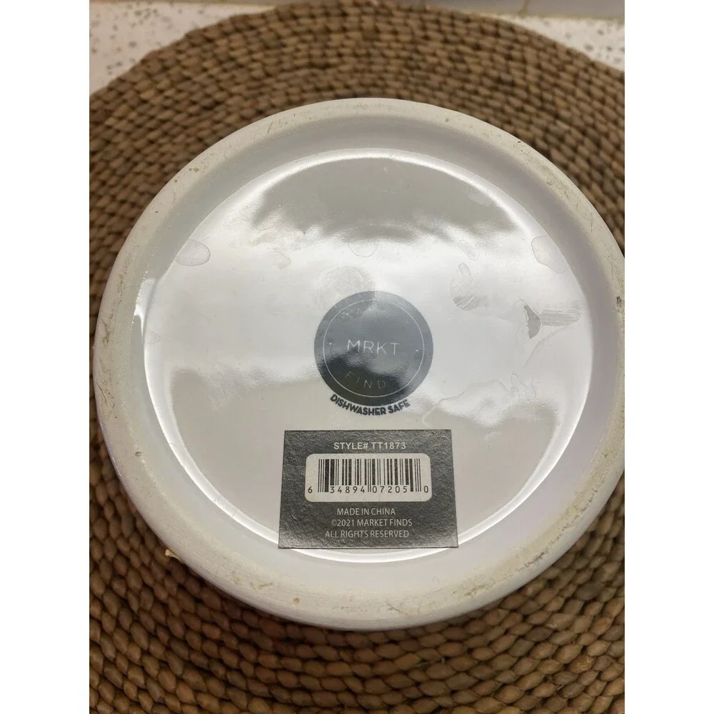 Market Finds White Ceramic Honey Pot w/ Lid & Dipper, 7.5 oz Farmhouse